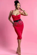 Leather Chain Waist Belt, Corset Harness - SH1096 - Image 3