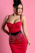 Leather Chain Waist Belt, Corset Harness - SH1096 - Image 2