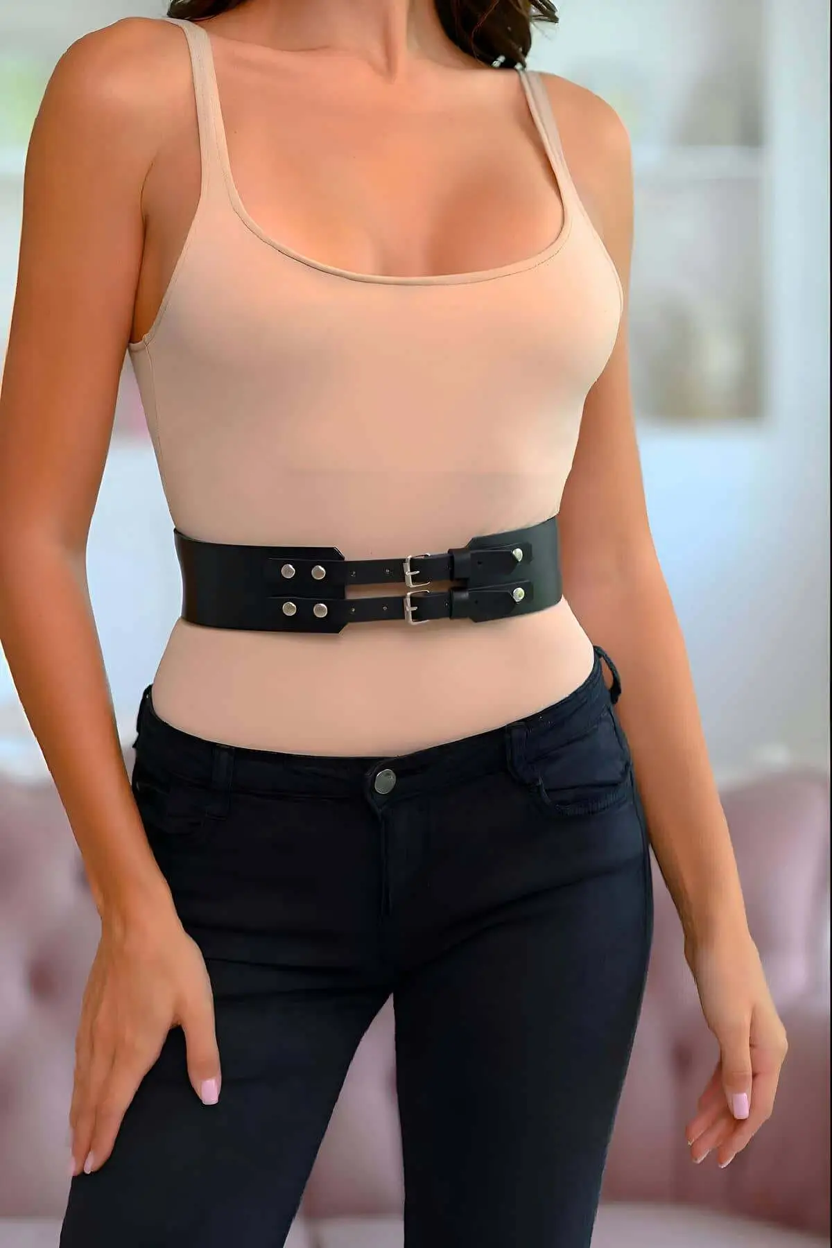 Dress Belt, Stylish Women's Belt with 2 Buckles - SH1203