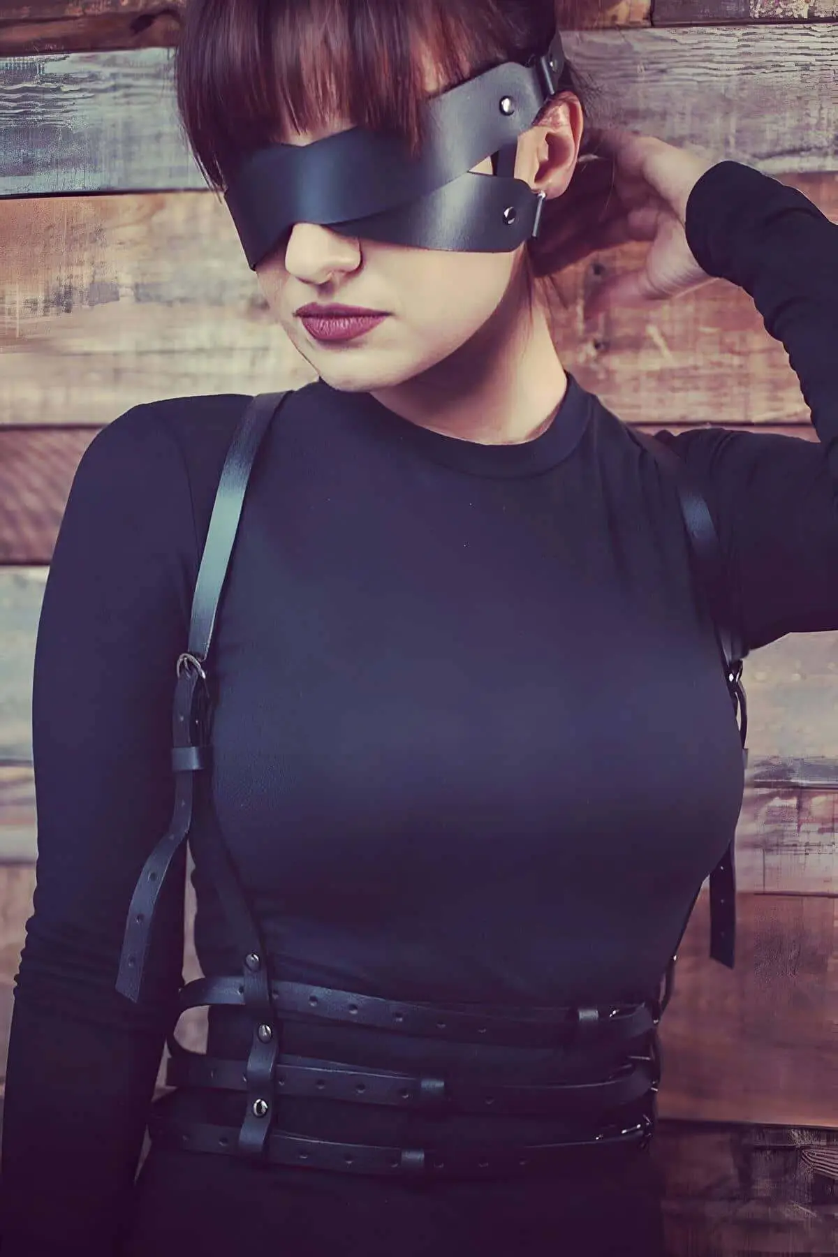 Sexy Leather Harness with Eye Mask - SH471