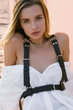 Elegant Adjustable Leather Belt with Ring Detail Shoulder Strap - SH650