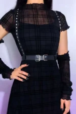 Tight Black Leather Belt for Dress - SH817