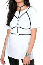 Stylish Leather Harness with Ring Detail - SH184