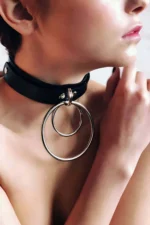 Two-Ring Fantasy Leather Collar - SH264 - Image 3