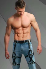 Men's Leather Leg Harness, Leg Accessory, Jeans Accessory, Partywear - SHM201