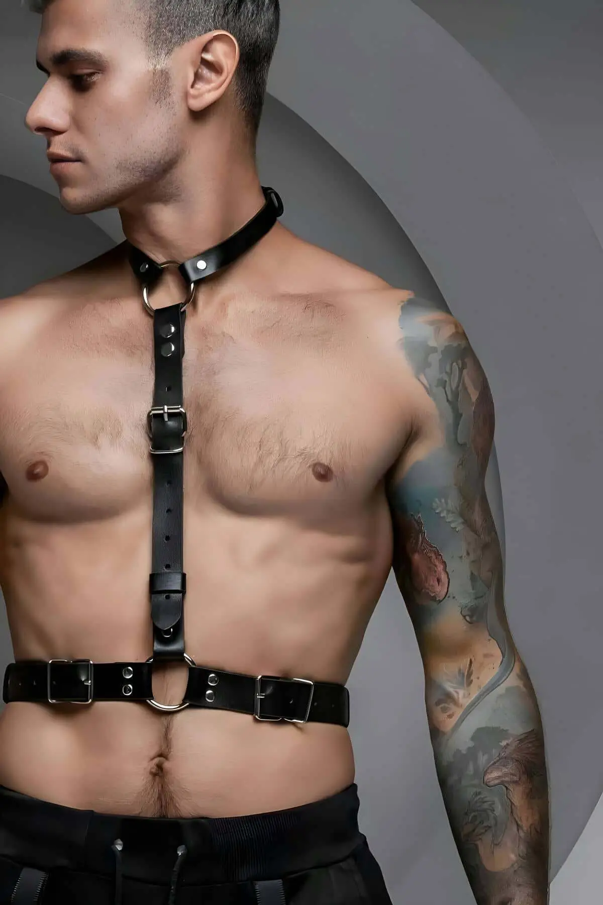 Men's Leather Neck Strap Waist Harness - SHM124