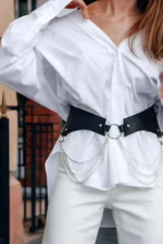 Stylish Leather Chain Belt, Dress Belt, Chain Style Shirt Belt - SH1121