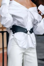 Stylish Leather Chain Belt, Dress Belt, Chain Style Shirt Belt - SH1121 - Image 3