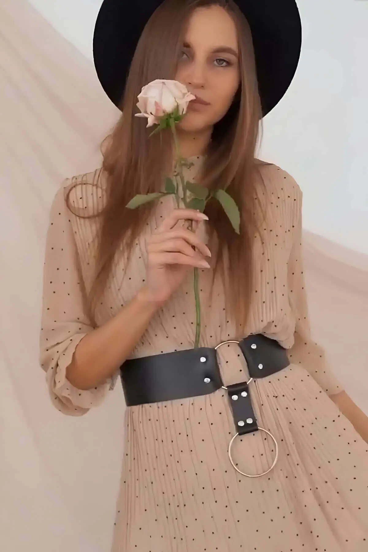 Stylish Leather Belt, Belt with Ring Detail - SH610