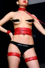 Stylish and Elegant Leather Harness Set with Cuffs, Fancy Leather Set - SH869