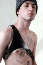 Men's Leather One-Shoulder Harness, Men's Leather Accessory - SHM123 - Image 2