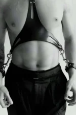 Sexy Leather Men's Handcuff Harness - SHM114