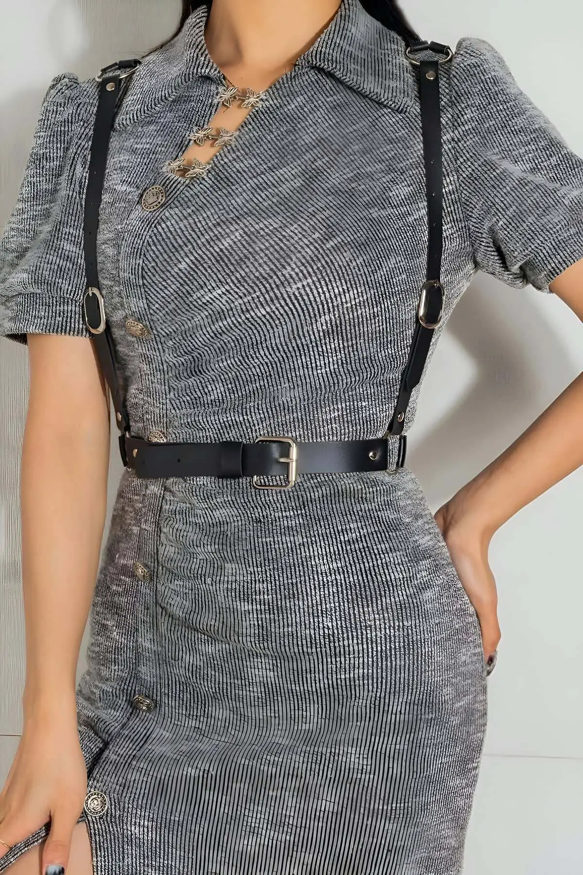 Sexy Leather Waist Harness with Triangle Detail at the Back - SH1181