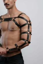Men's Leather Arm and Chest Harness, Leather Fantasy Apparel - SHM166 - Image 5