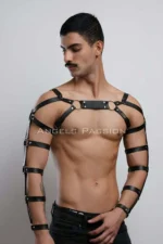 Men's Leather Arm and Chest Harness, Leather Fantasy Apparel - SHM166 - Image 10