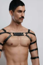 Men's Leather Arm and Chest Harness, Leather Fantasy Apparel - SHM166 - Image 4