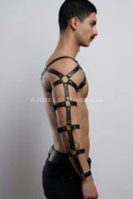 Men's Leather Arm and Chest Harness, Leather Fantasy Apparel - SHM166 - Image 6