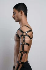 Men's Leather Arm and Chest Harness, Leather Fantasy Apparel - SHM166 - Image 8