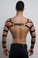 Men's Leather Arm and Chest Harness, Leather Fantasy Apparel - SHM166 - Image 9
