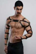 Men's Leather Arm and Chest Harness, Leather Fantasy Apparel - SHM166 - Image 3