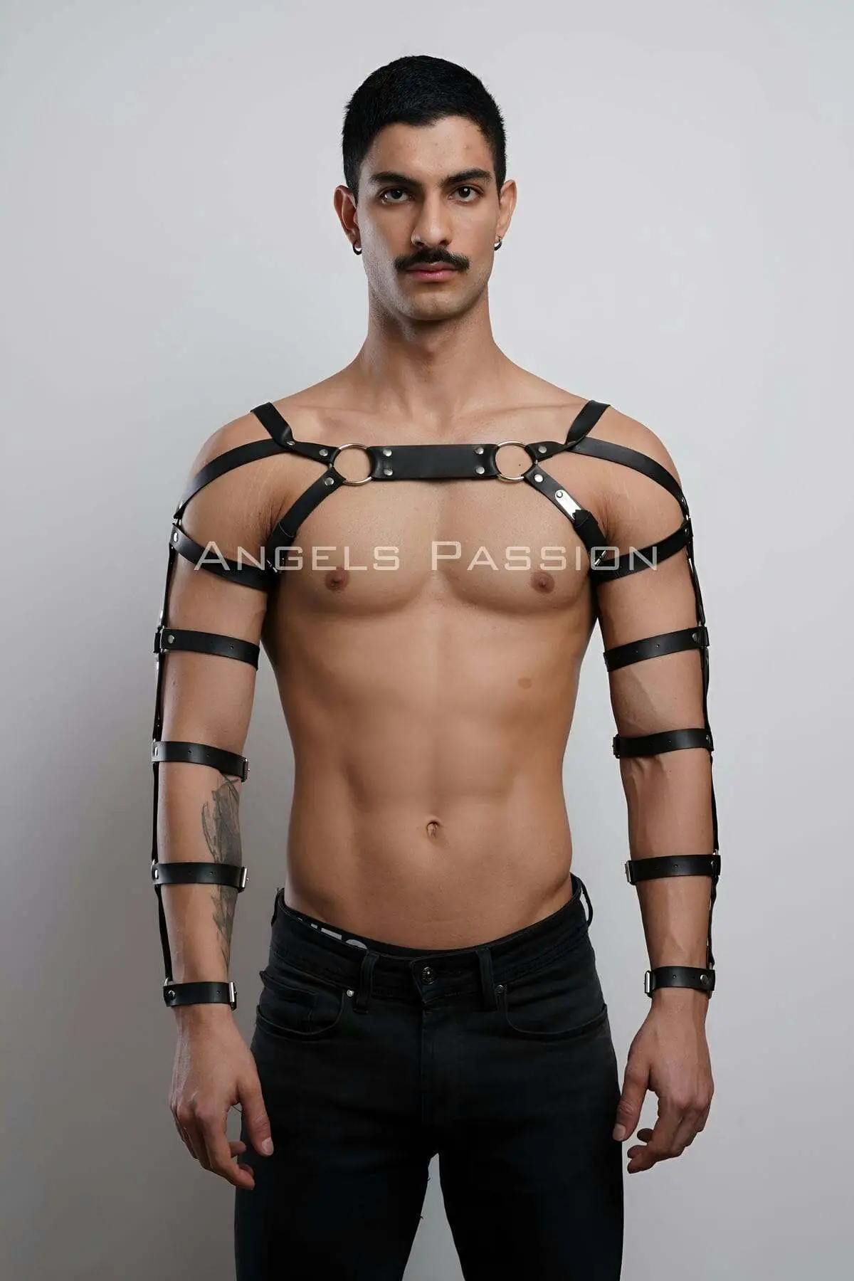 Men's Leather Arm and Chest Harness, Leather Fantasy Apparel - SHM166
