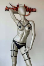 Erotic Lingerie Chain Bustier Garter Set - Image 3