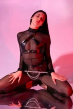 Fantasy Leather Chest Cuff and Waist Harness Set - SH885 - Image 4