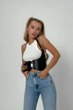 Corset Harness, Leather Chest Belt Harness, Leather Bustier - SH605