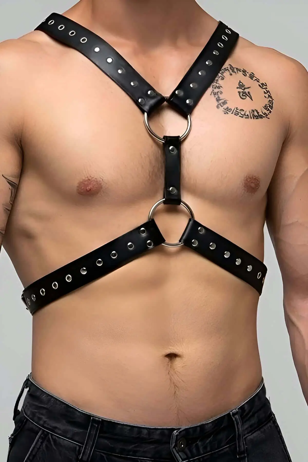 Men's Chest Harness with Rivet Details, Stylish and Tough-Looking Men's Fantasy Apparel - SHM179