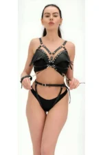 Buttock-Attached Cuff and Tasseled Breast Harness - SH897 - Image 4