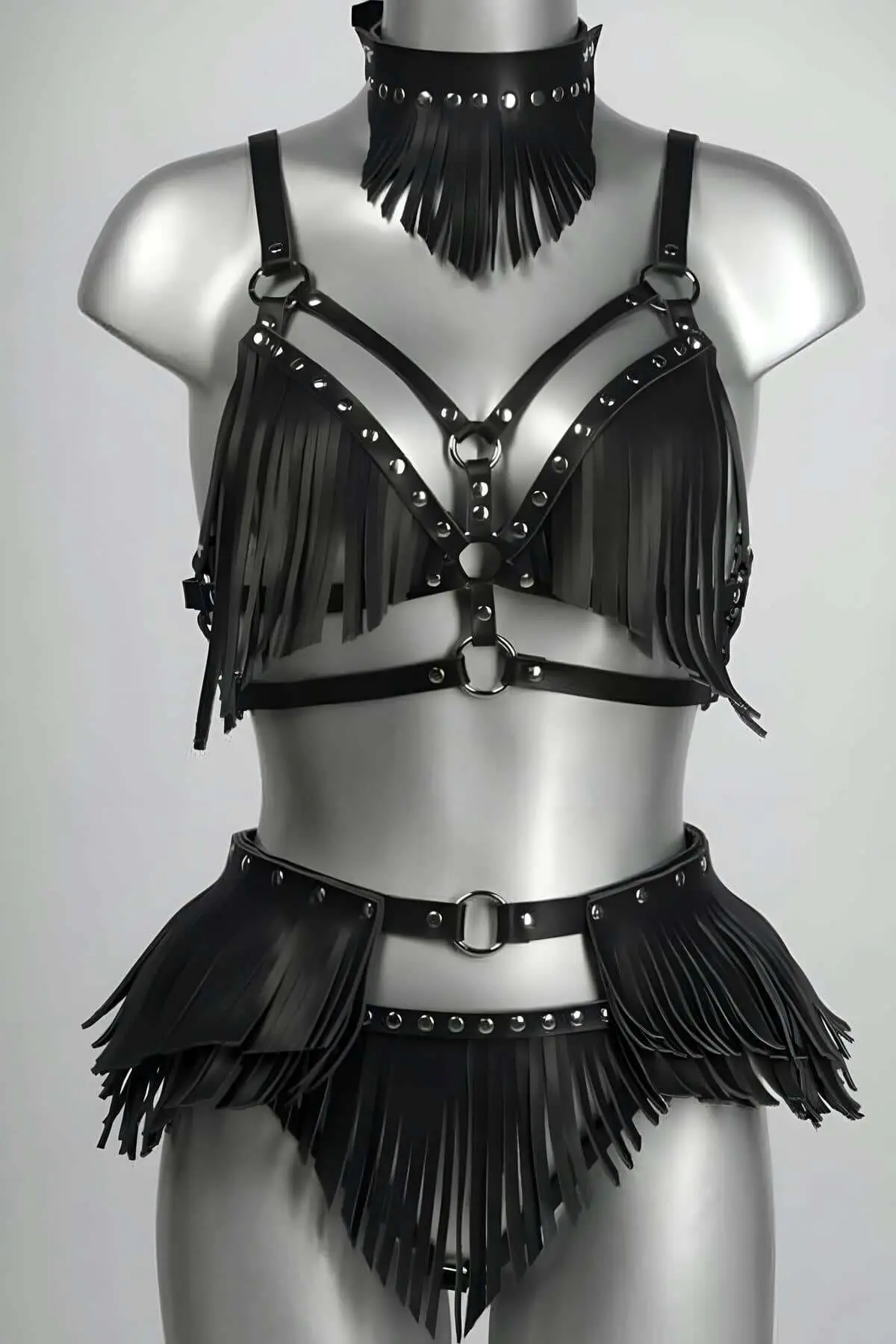 Stylish Leather Harness Set with Tassel Details - SH627