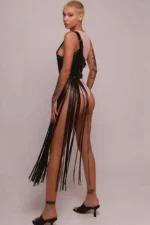 Tasseled Leather Jacket Harness, Tasseled Sexy Leather Harness - SH1014 - Image 3