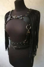 Tassel Leather Jacket Harness, Stylish Leather Harness Jacket - SH999 - Image 4