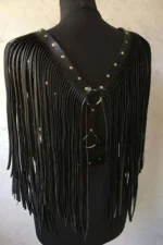 Tassel Leather Jacket Harness, Stylish Leather Harness Jacket - SH999 - Image 3