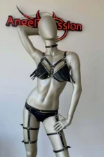 Tasseled Leather Bra with Fantasy Garter Set - Image 5