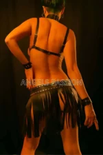 Tassel Skirt, Leather Bustier and Strappy Set - Image 3