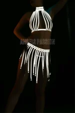Tasseled Reflective Sexy Skirt and Bustier Set - SH584 - Image 4