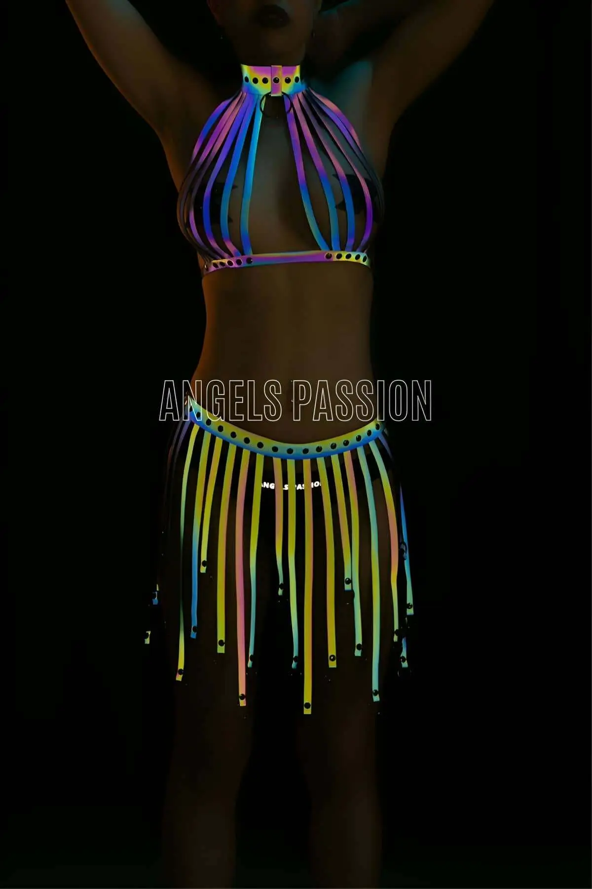 Tasseled Colorful Reflective Fantasy Dress - Sexy Harness Lingerie - SH584