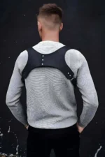 Stylish Men's Leather Harness with Shoulder Detail, Accessory for Men's Shirts - SHM135 - Image 4