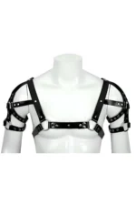 Stylish Leather Men's Harness with Shoulder and Arm Details, Men's Clubwear - SHM164