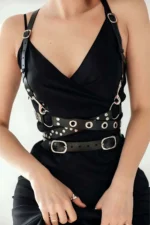 Elegant Leather Belt with Metal Hole Detail for Dress - SH890 - Image 6