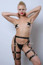 Leather Leg Harness, Leather Leg Garter with Rivet Detail - SH862 - Image 7