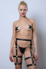 Leather Leg Harness, Leather Leg Garter with Rivet Detail - SH862 - Image 8