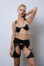 Leather Garter Harness Set, Women's Fantasy Lingerie - SH1220 - Image 5