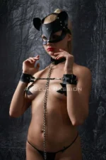 Cat Masked Fantasy Slave Set with Hand and Foot Handcuffs and Collar - SH1341 - Image 4