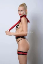 Whip, Handcuffs, Full Set, Leather Fantasy Slave Set - SH1342 - Image 5