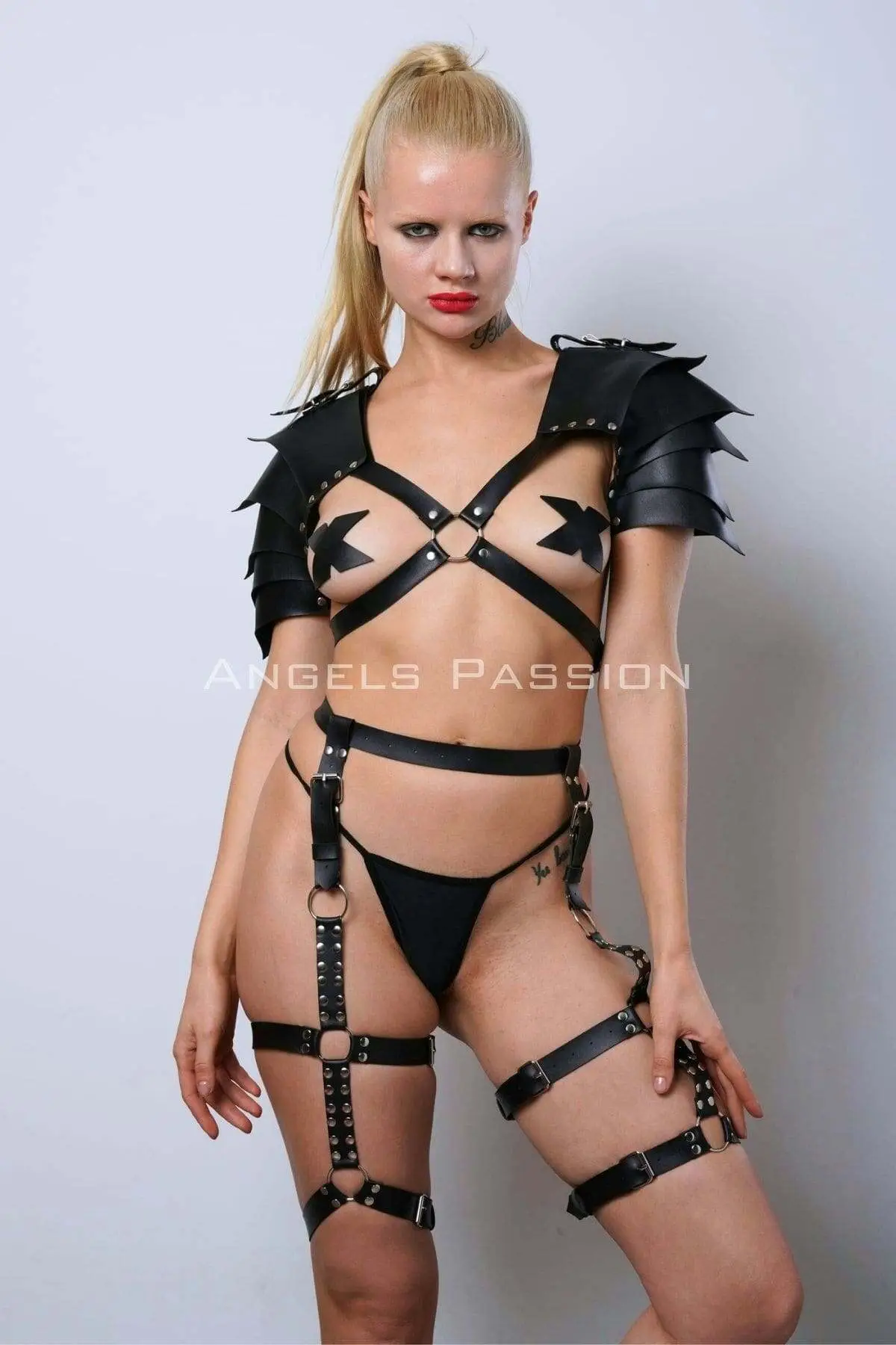 Women's Gladiator Cosplay Costume, Leather Garter Harness Set - SH1345