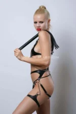 Stylish Chest and Leg Harness Set with Whip and Hook Detail - SH1351 - Image 6