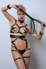 Leather Fantasy Clothing, Erotic Leather Lingerie, Whip-Shaped Leather Clothing - SH1364 - Image 5