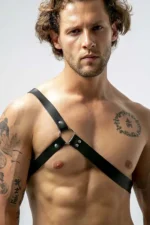 One Shoulder Leather Men's Harness - SHM211 - Image 4